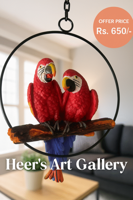Hanging parrots showpiece